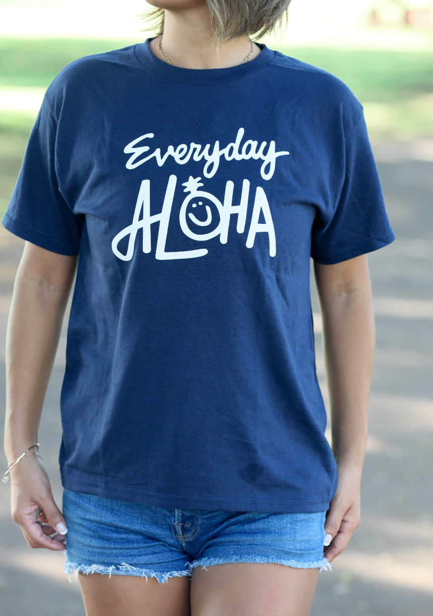 Everyday Aloha ロゴTシャツ レディス・キッズサイズ ネイビー