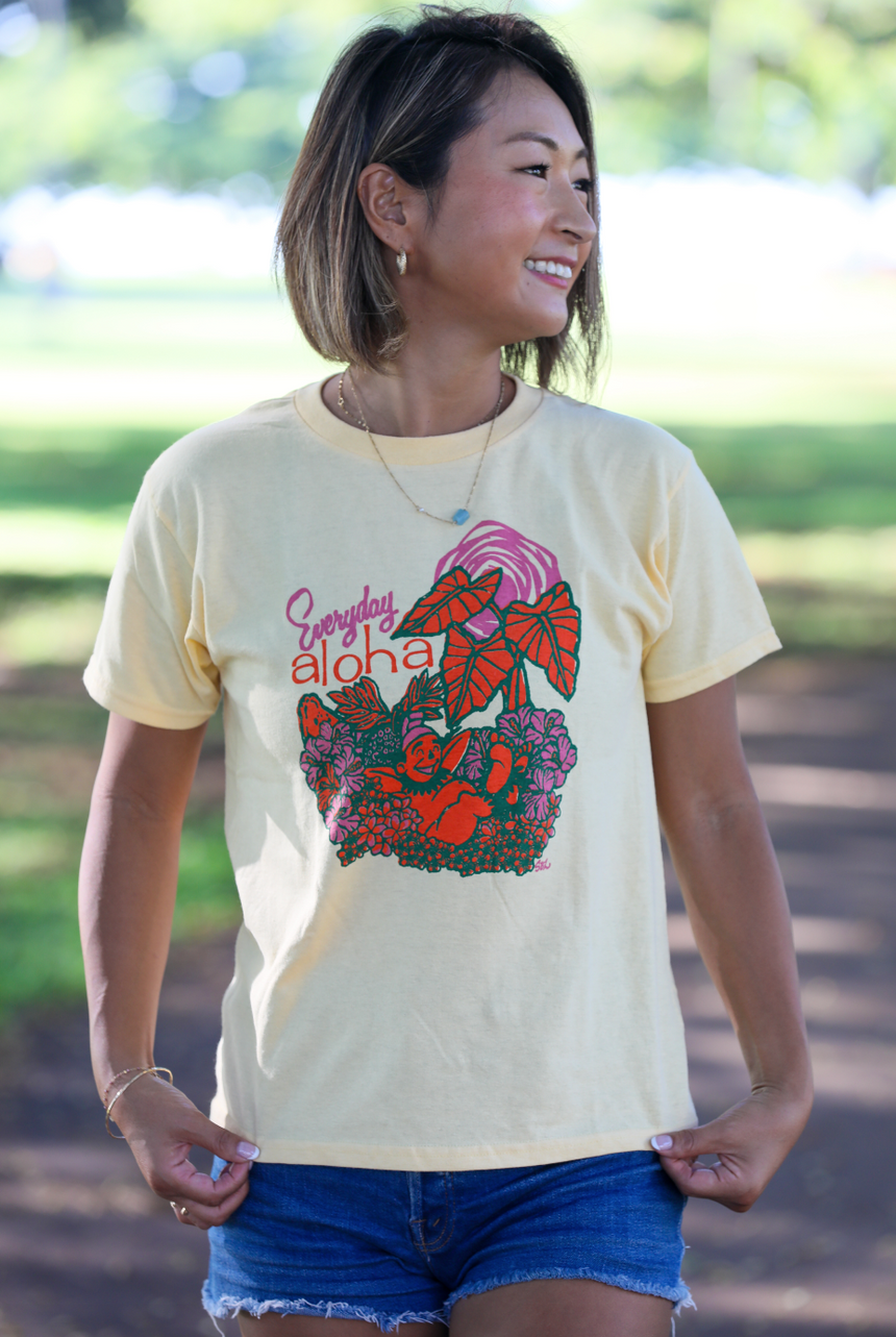 Everyday Aloha ロゴTシャツ レディス・キッズサイズ イエロー
