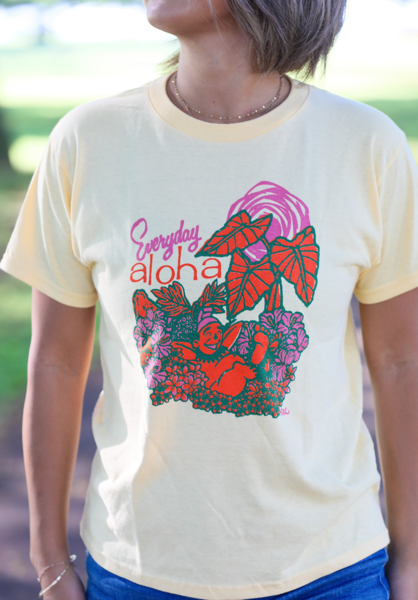 Everyday Aloha ロゴTシャツ レディス・キッズサイズ イエロー