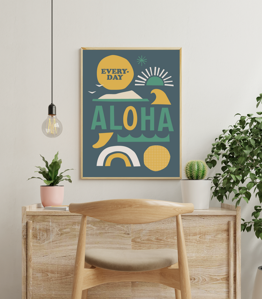 Everyday Aloha x Jeff Canham アートプリント ダークグリーン