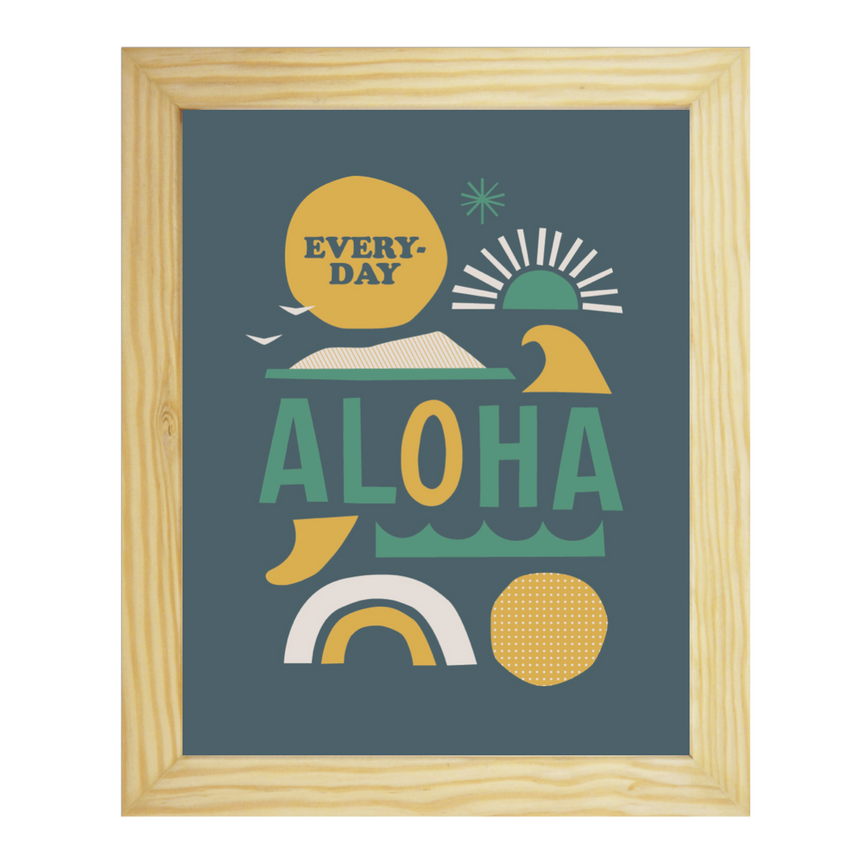 Everyday Aloha x Jeff Canham アートプリント ダークグリーン