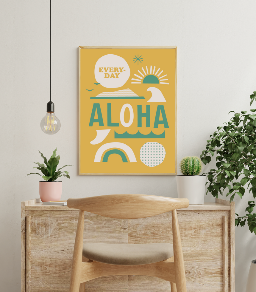 Everyday Aloha x Jeff Canham アートプリント イエロー