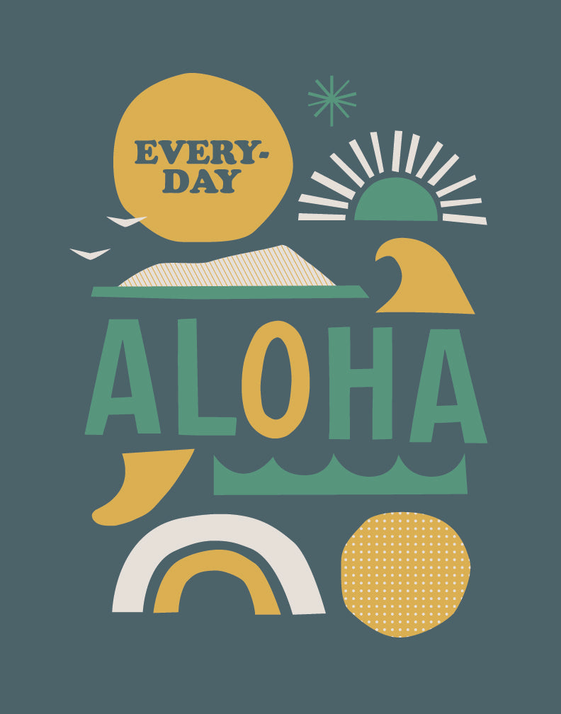 Everyday Aloha x Jeff Canham アートプリント ダークグリーン