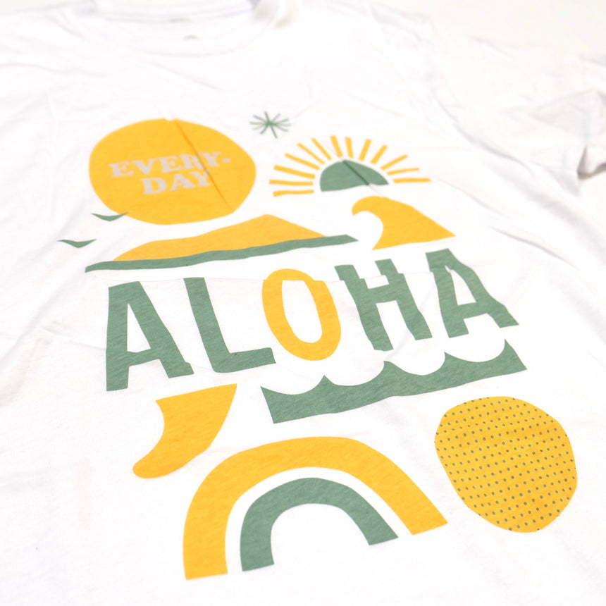 Everyday Aloha x Jeff Canham ユニセックスTシャツ ホワイト